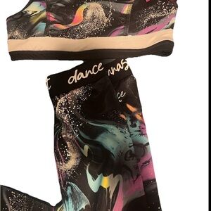 Justice Black and Multicolor matching girls Dance Set sz small 6/7